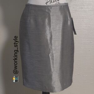 🆕 Nipon Boutique Career Business Casualoffice Titanium Metallic pencil Skirt_4P